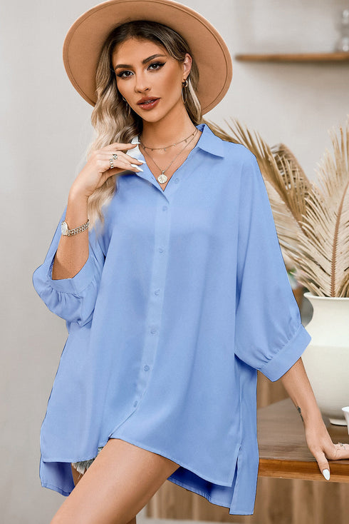 3/4 Puff Sleeve Oversize Shirt